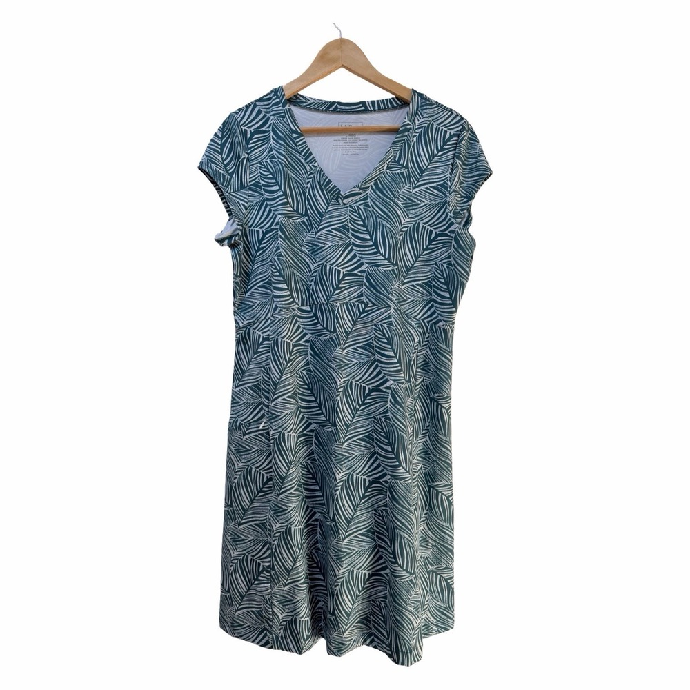 LL Bean‎ Womens Active T Shirt Mini Dress Size L Blue Athleisure UPF Outdoors